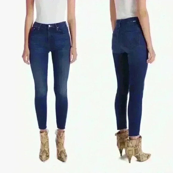 Mother DENIM HIGH WAISTED LOOKER ANKLE FRAY JEAN - TONGUE IN CHIC SIZE 25 - Picture 1 of 11